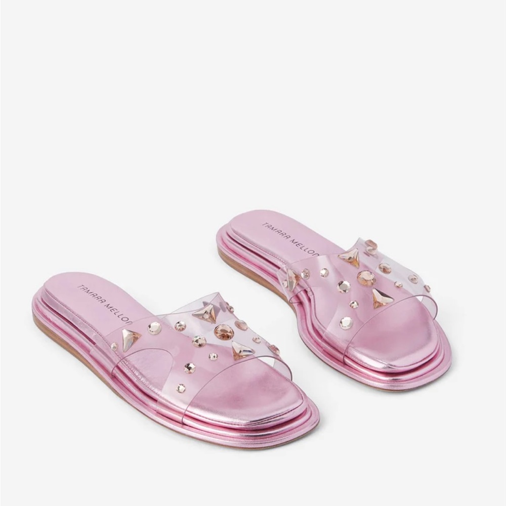 NIB-Tamara Melon pink leather slide sandals EU 37